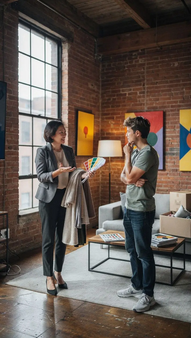 Widok na biuro lokalnych agentów nieruchomości z profesjonalnym zespołem.